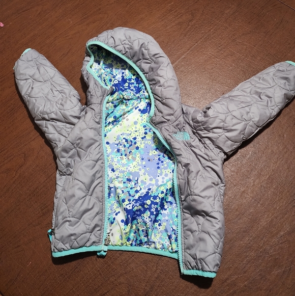 The North Face Gray and Teal 2-Sided Toddler Puffer Jacket - Picture 10 of 10